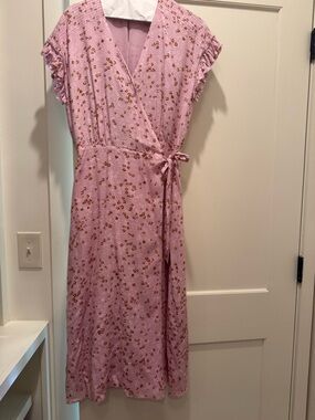 Joie Pink Floral Maxi Wrap Dress
